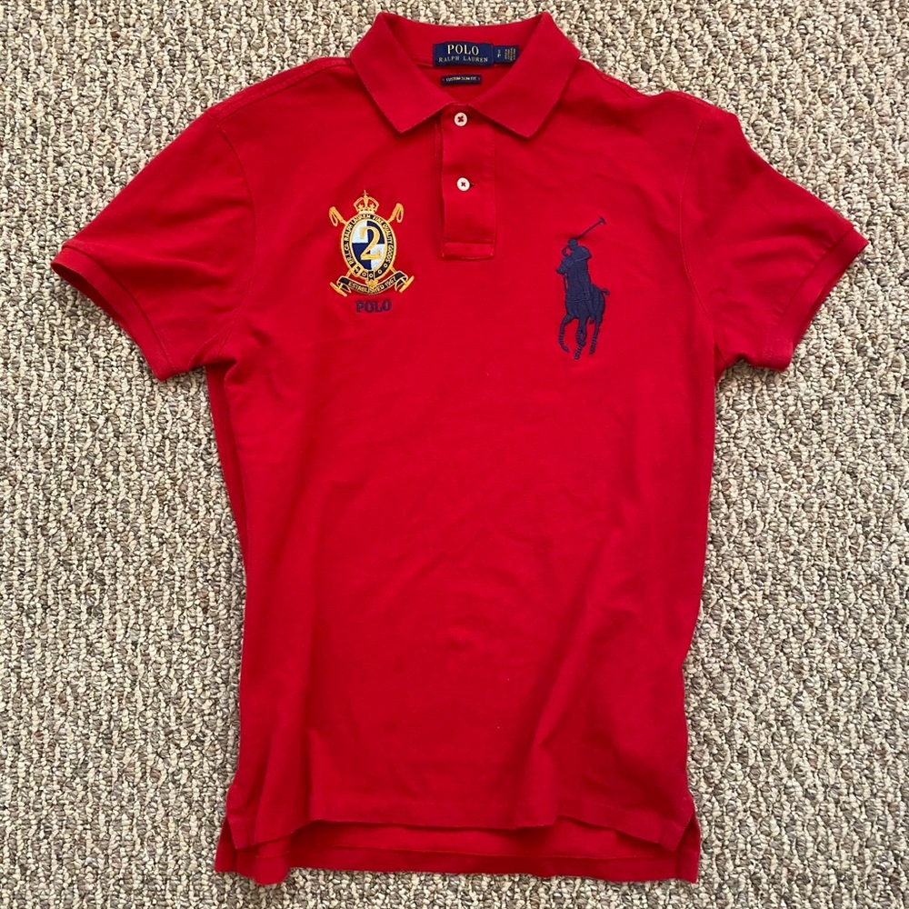 Red “Ralph Lauren” polo big pony shirt